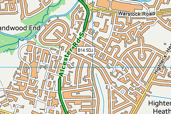 B14 5DJ map - OS VectorMap District (Ordnance Survey)