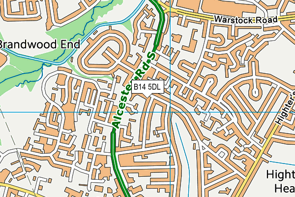 B14 5DL map - OS VectorMap District (Ordnance Survey)