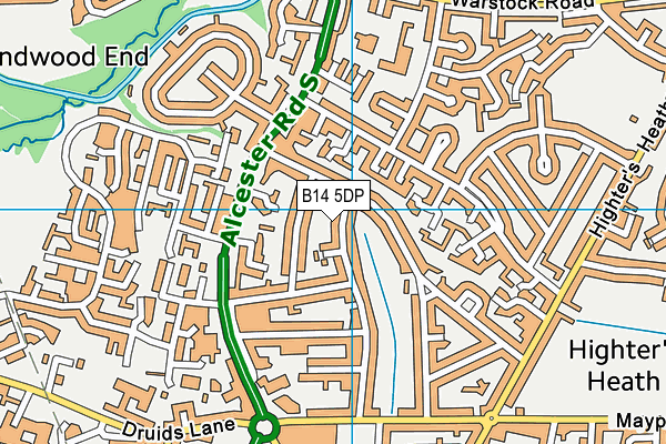 B14 5DP map - OS VectorMap District (Ordnance Survey)