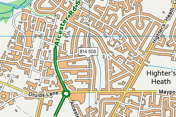 B14 5DS map - OS VectorMap District (Ordnance Survey)