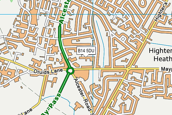 B14 5DU map - OS VectorMap District (Ordnance Survey)