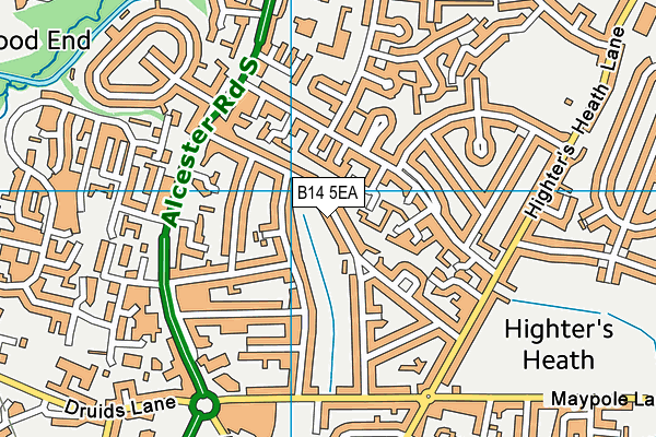 B14 5EA map - OS VectorMap District (Ordnance Survey)