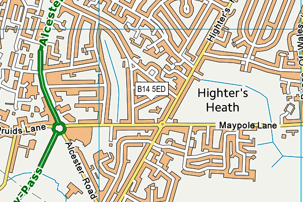 B14 5ED map - OS VectorMap District (Ordnance Survey)