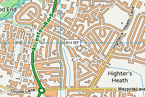 B14 5EF map - OS VectorMap District (Ordnance Survey)