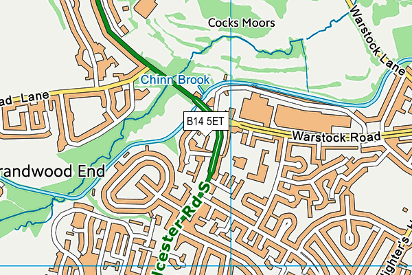 B14 5ET map - OS VectorMap District (Ordnance Survey)