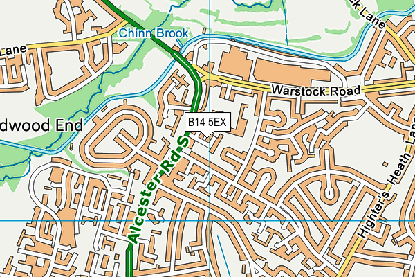 B14 5EX map - OS VectorMap District (Ordnance Survey)