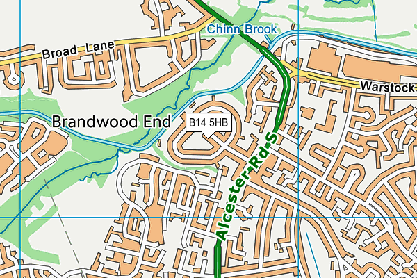 B14 5HB map - OS VectorMap District (Ordnance Survey)