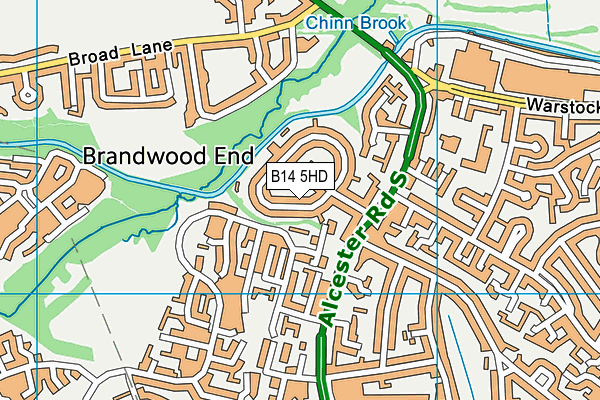 B14 5HD map - OS VectorMap District (Ordnance Survey)