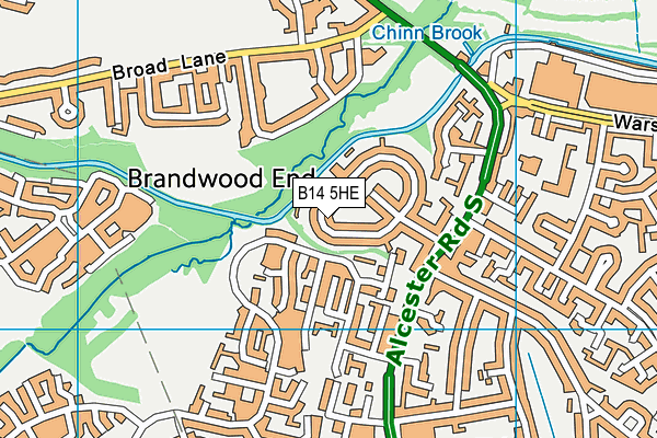 B14 5HE map - OS VectorMap District (Ordnance Survey)