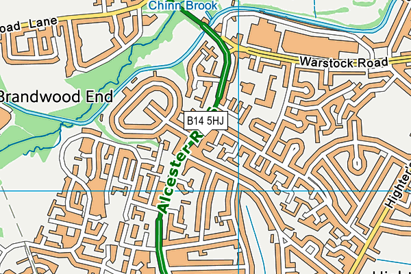 B14 5HJ map - OS VectorMap District (Ordnance Survey)