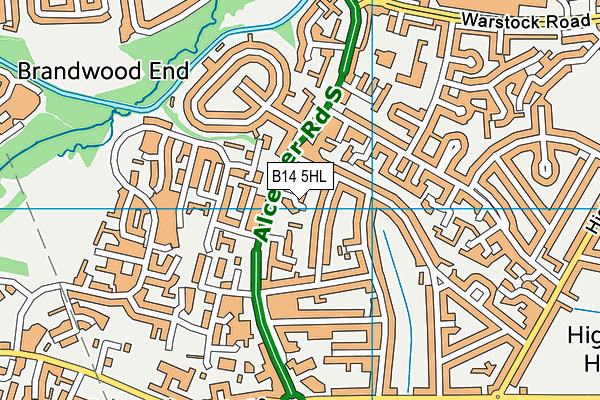 B14 5HL map - OS VectorMap District (Ordnance Survey)