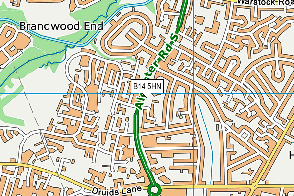 B14 5HN map - OS VectorMap District (Ordnance Survey)