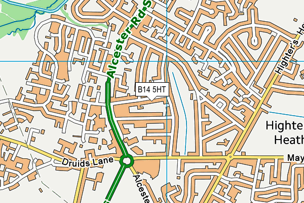 B14 5HT map - OS VectorMap District (Ordnance Survey)