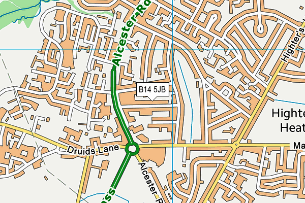 B14 5JB map - OS VectorMap District (Ordnance Survey)