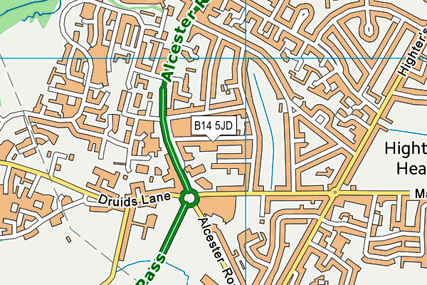B14 5JD map - OS VectorMap District (Ordnance Survey)