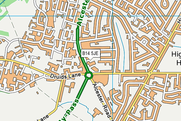 B14 5JE map - OS VectorMap District (Ordnance Survey)