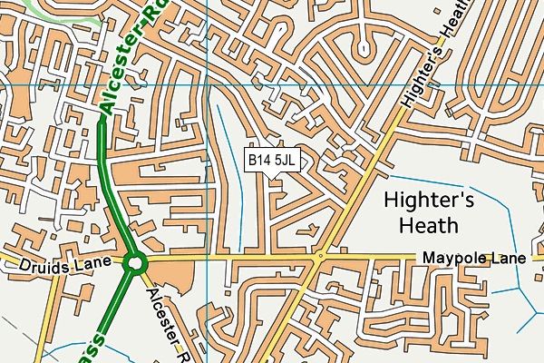 B14 5JL map - OS VectorMap District (Ordnance Survey)