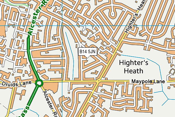 B14 5JN map - OS VectorMap District (Ordnance Survey)