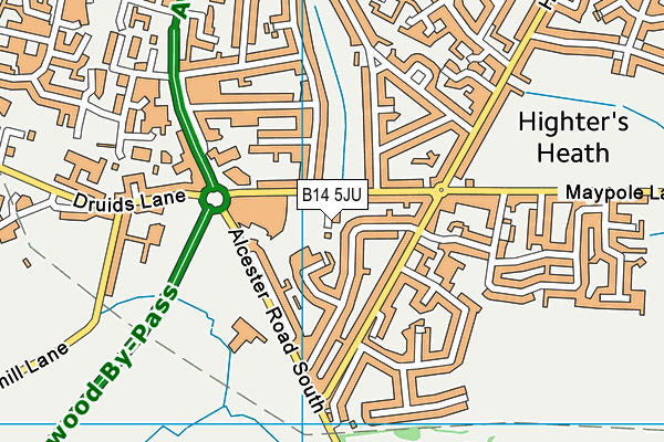 B14 5JU map - OS VectorMap District (Ordnance Survey)