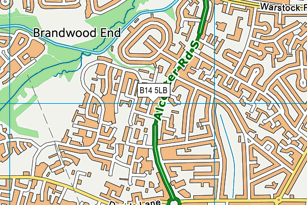 B14 5LB map - OS VectorMap District (Ordnance Survey)