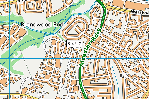 B14 5LG map - OS VectorMap District (Ordnance Survey)