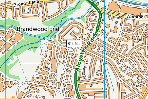 B14 5LJ map - OS VectorMap District (Ordnance Survey)