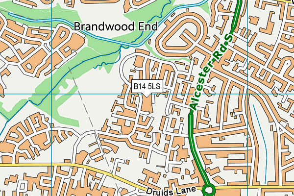 B14 5LS map - OS VectorMap District (Ordnance Survey)