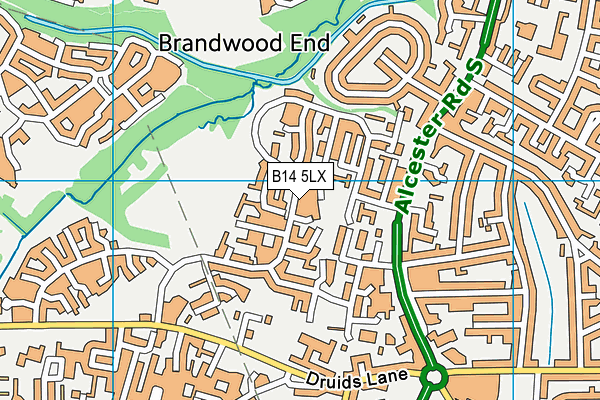 B14 5LX map - OS VectorMap District (Ordnance Survey)