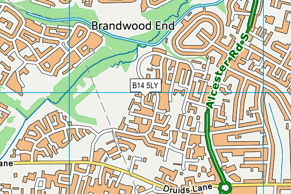 B14 5LY map - OS VectorMap District (Ordnance Survey)