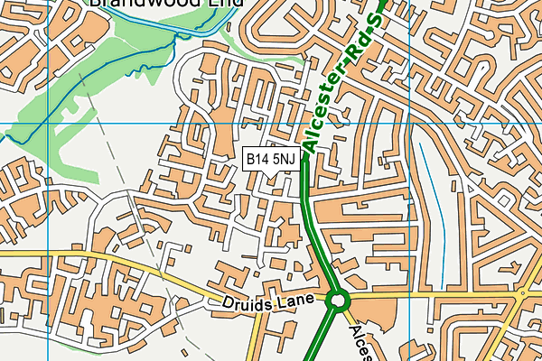 B14 5NJ map - OS VectorMap District (Ordnance Survey)