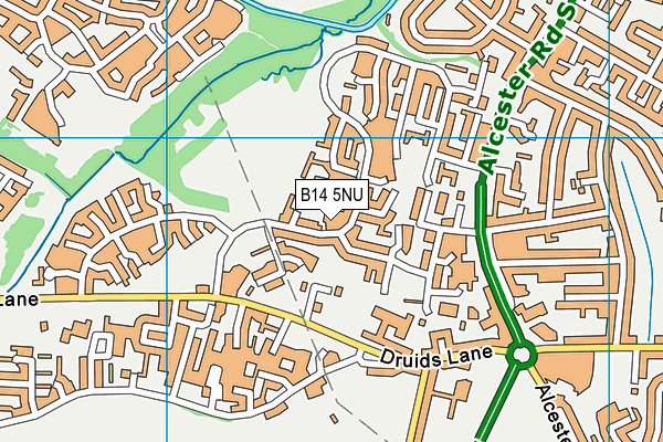 B14 5NU map - OS VectorMap District (Ordnance Survey)