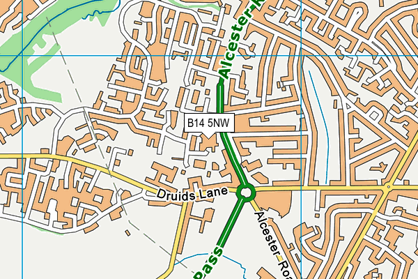 B14 5NW map - OS VectorMap District (Ordnance Survey)