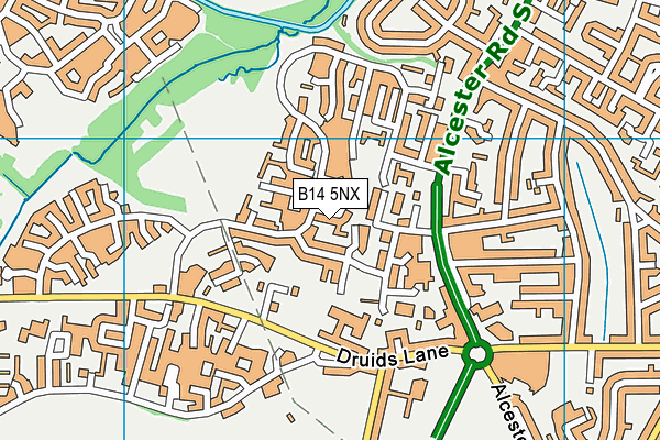 B14 5NX map - OS VectorMap District (Ordnance Survey)
