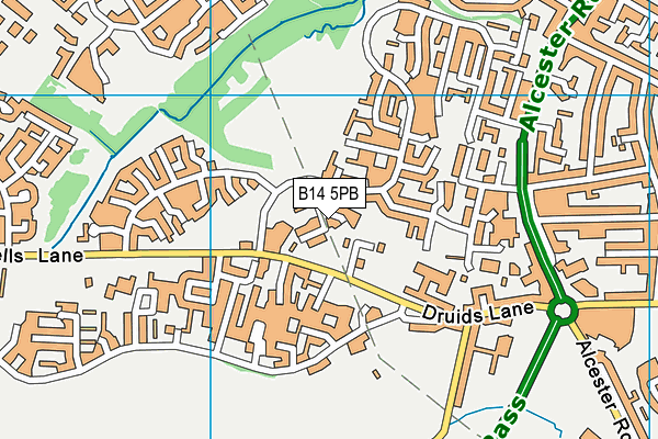 B14 5PB map - OS VectorMap District (Ordnance Survey)