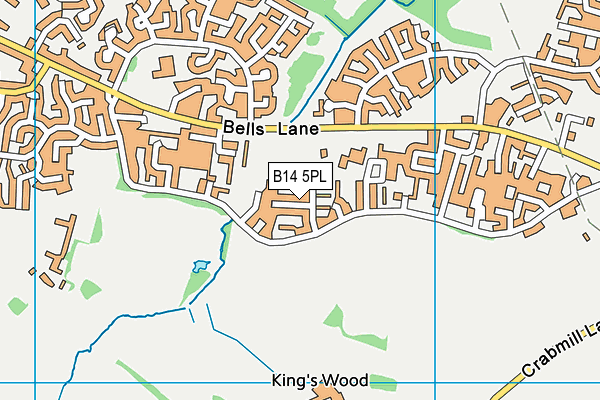 B14 5PL map - OS VectorMap District (Ordnance Survey)