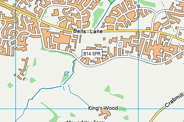 B14 5PR map - OS VectorMap District (Ordnance Survey)