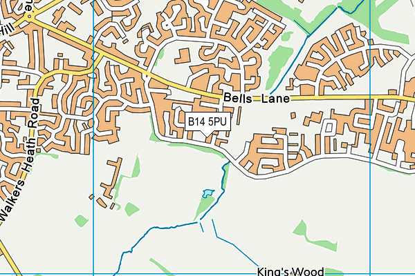 B14 5PU map - OS VectorMap District (Ordnance Survey)