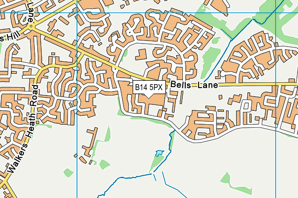 B14 5PX map - OS VectorMap District (Ordnance Survey)