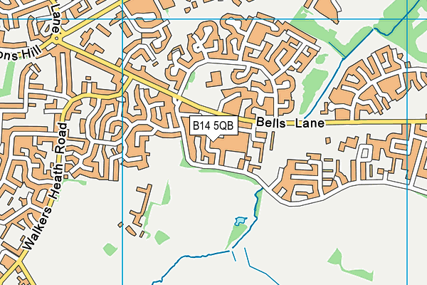 B14 5QB map - OS VectorMap District (Ordnance Survey)