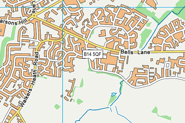 B14 5QF map - OS VectorMap District (Ordnance Survey)