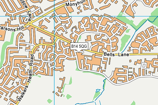 B14 5QG map - OS VectorMap District (Ordnance Survey)