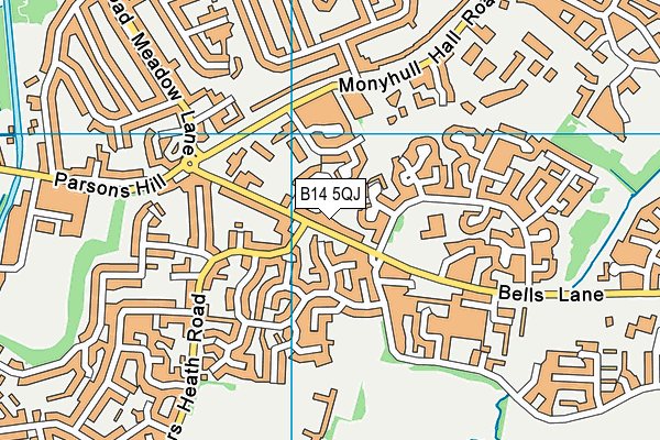 B14 5QJ map - OS VectorMap District (Ordnance Survey)