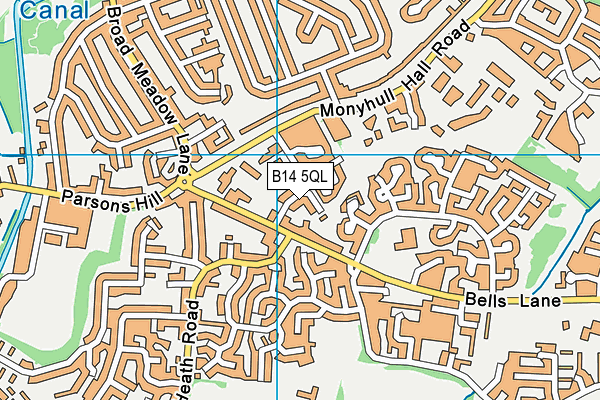 B14 5QL map - OS VectorMap District (Ordnance Survey)