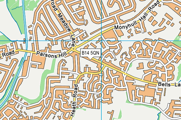 B14 5QN map - OS VectorMap District (Ordnance Survey)