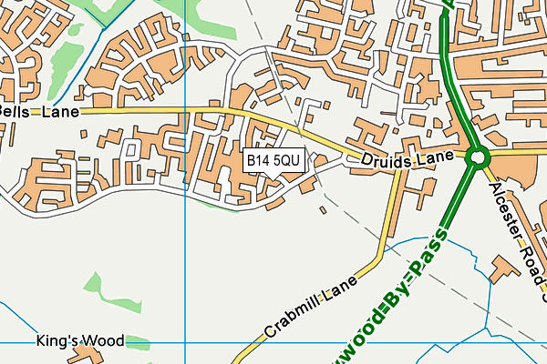 B14 5QU map - OS VectorMap District (Ordnance Survey)