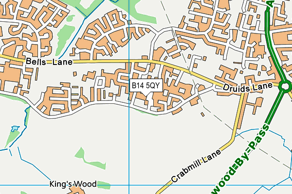 B14 5QY map - OS VectorMap District (Ordnance Survey)