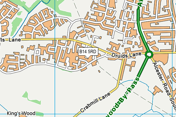 B14 5RD map - OS VectorMap District (Ordnance Survey)