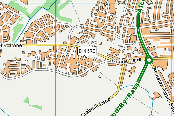 B14 5RE map - OS VectorMap District (Ordnance Survey)