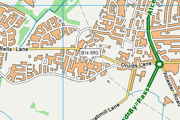 B14 5RG map - OS VectorMap District (Ordnance Survey)