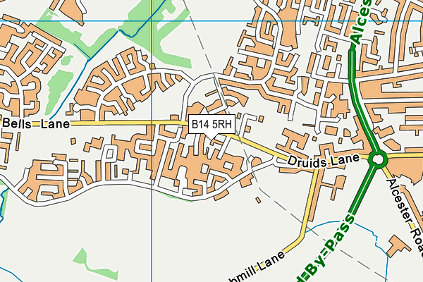 B14 5RH map - OS VectorMap District (Ordnance Survey)